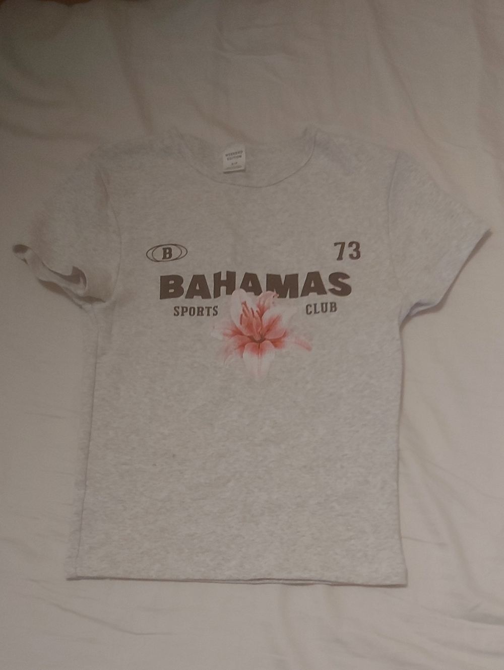 Bahamas Sports Club Kids Gray Tee with Pink Floral Print